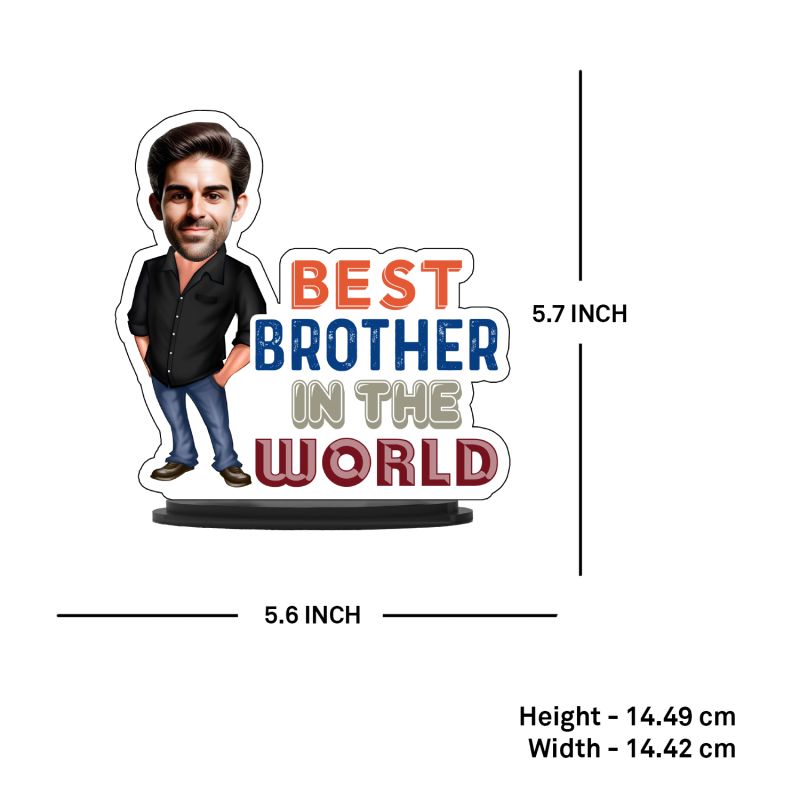 Personalized Caricature Photo Frame Best Gift For Birthday Gift for Brother, Sister Character Caricature Photo Frame Unique Design Gift for Raksha Bandhan (Best Brother In The World)